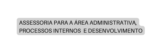 ASSESSORIA PARA A ÁREA ADMINISTRATIVA PROCESSOS INTERNOS E DESENVOLVIMENTO